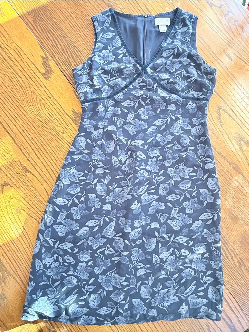 Sleeveless Floral Sheath Dress - Navy